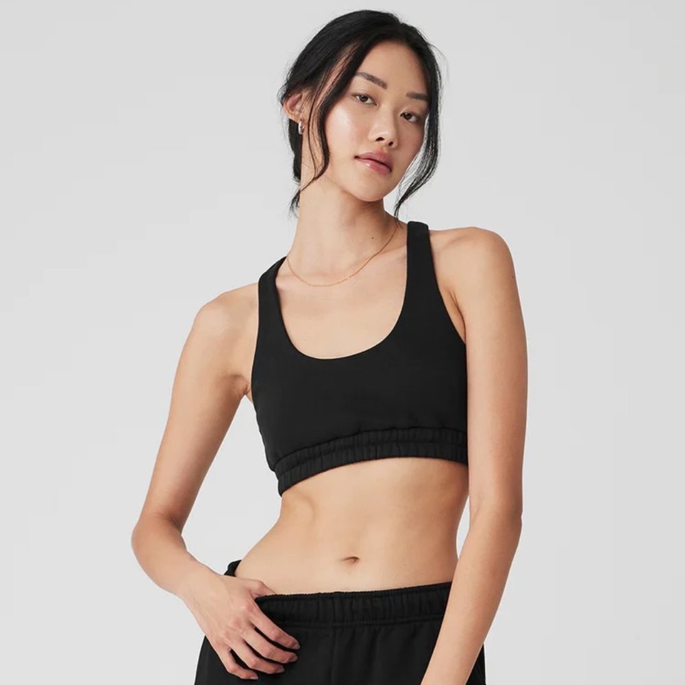 NWT Alo Yoga Accolade Sweatshirt Sports Bra - Size M - Black